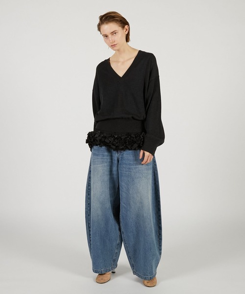 PRANK PROJECT(プランクプロジェクト)の「テープリボンキャミレイヤードニット / Tape Ribbon Camisole Layer Knit(ニット/セーター・レディース・チャコールグレー/ライトグレー・FREE)」の3枚目の写真