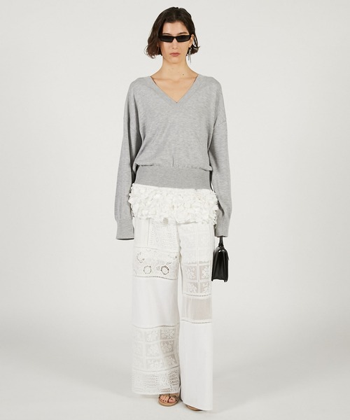 PRANK PROJECT(プランクプロジェクト)の「テープリボンキャミレイヤードニット / Tape Ribbon Camisole Layer Knit(ニット/セーター・レディース・チャコールグレー/ライトグレー・FREE)」の6枚目の写真