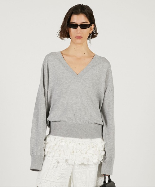 PRANK PROJECT(プランクプロジェクト)の「テープリボンキャミレイヤードニット / Tape Ribbon Camisole Layer Knit(ニット/セーター・レディース・チャコールグレー/ライトグレー・FREE)」の12枚目の写真