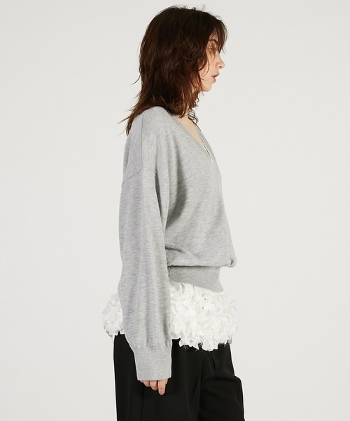 PRANK PROJECT(プランクプロジェクト)の「テープリボンキャミレイヤードニット / Tape Ribbon Camisole Layer Knit(ニット/セーター・レディース・チャコールグレー/ライトグレー・FREE)」の16枚目の写真