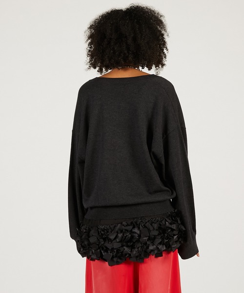 PRANK PROJECT(プランクプロジェクト)の「テープリボンキャミレイヤードニット / Tape Ribbon Camisole Layer Knit(ニット/セーター・レディース・チャコールグレー/ライトグレー・FREE)」の10枚目の写真