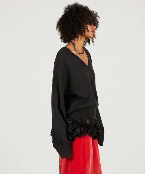 PRANK PROJECT(プランクプロジェクト)の「テープリボンキャミレイヤードニット / Tape Ribbon Camisole Layer Knit(ニット/セーター・レディース・チャコールグレー/ライトグレー・FREE)」の11枚目の写真