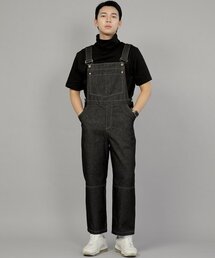 ワイドカッティングクロップオーバーオール WCC-610 ブラックデニム BRS