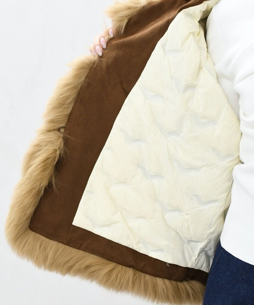 31 Sons de mode（トランテアン　ソン　ドゥ　モード）の「2025秋冬新作 一部店舗限定 ふわふわファーポンポン付きムートンショートコート（その他アウター・レディース・ブラウン・ﾌﾘ-）」の14枚目の写真