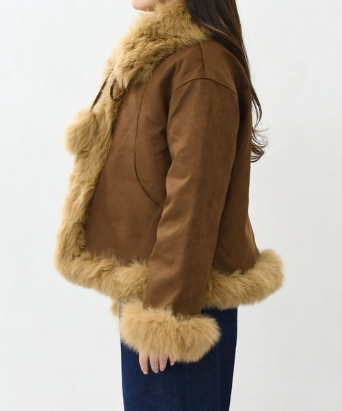 31 Sons de mode（トランテアン　ソン　ドゥ　モード）の「2025秋冬新作 一部店舗限定 ふわふわファーポンポン付きムートンショートコート（その他アウター・レディース・ブラウン・ﾌﾘ-）」の10枚目の写真