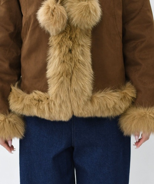 31 Sons de mode（トランテアン　ソン　ドゥ　モード）の「2025秋冬新作 一部店舗限定 ふわふわファーポンポン付きムートンショートコート（その他アウター・レディース・ブラウン・ﾌﾘ-）」の13枚目の写真