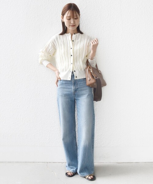 SHIPS（シップス）の「【WEB限定】〈手洗い可能〉レース 編み 2WAY カーディガン（カーディガン/ボレロ・レディース・グリーン/オフホワイト/チャコールグレー・ONE SIZE）」の18枚目の写真