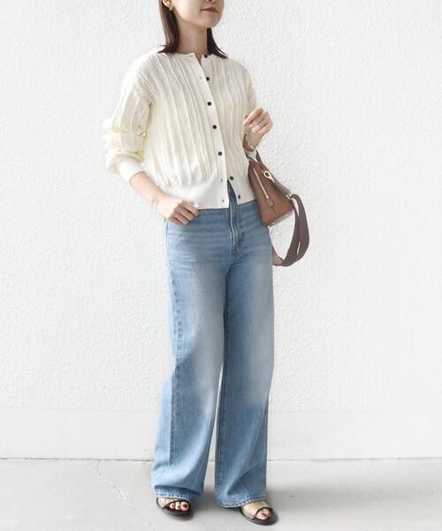 SHIPS（シップス）の「【WEB限定】〈手洗い可能〉レース 編み 2WAY カーディガン（カーディガン/ボレロ・レディース・グリーン/オフホワイト/チャコールグレー・ONE SIZE）」の15枚目の写真