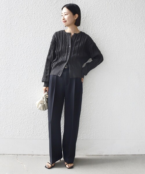 SHIPS（シップス）の「【WEB限定】〈手洗い可能〉レース 編み 2WAY カーディガン（カーディガン/ボレロ・レディース・グリーン/オフホワイト/チャコールグレー・ONE SIZE）」の8枚目の写真