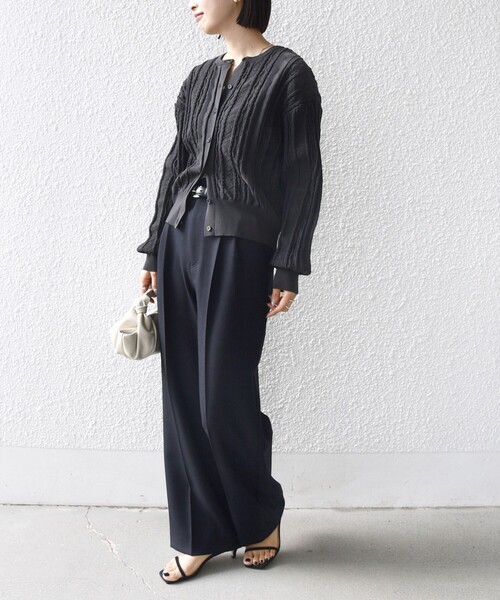 SHIPS（シップス）の「【WEB限定】〈手洗い可能〉レース 編み 2WAY カーディガン（カーディガン/ボレロ・レディース・グリーン/オフホワイト/チャコールグレー・ONE SIZE）」の7枚目の写真