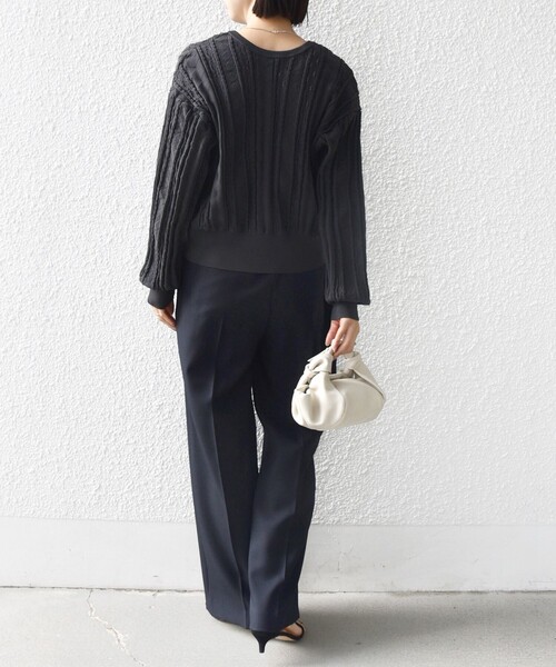 SHIPS（シップス）の「【WEB限定】〈手洗い可能〉レース 編み 2WAY カーディガン（カーディガン/ボレロ・レディース・グリーン/オフホワイト/チャコールグレー・ONE SIZE）」の6枚目の写真