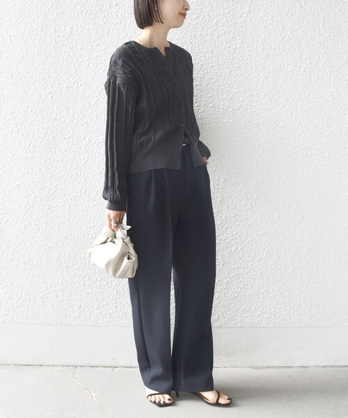 SHIPS（シップス）の「【WEB限定】〈手洗い可能〉レース 編み 2WAY カーディガン（カーディガン/ボレロ・レディース・グリーン/オフホワイト/チャコールグレー・ONE SIZE）」の5枚目の写真