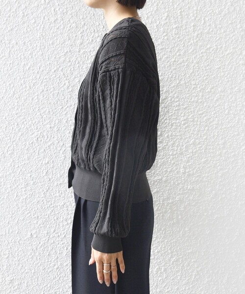 SHIPS（シップス）の「【WEB限定】〈手洗い可能〉レース 編み 2WAY カーディガン（カーディガン/ボレロ・レディース・グリーン/オフホワイト/チャコールグレー・ONE SIZE）」の21枚目の写真