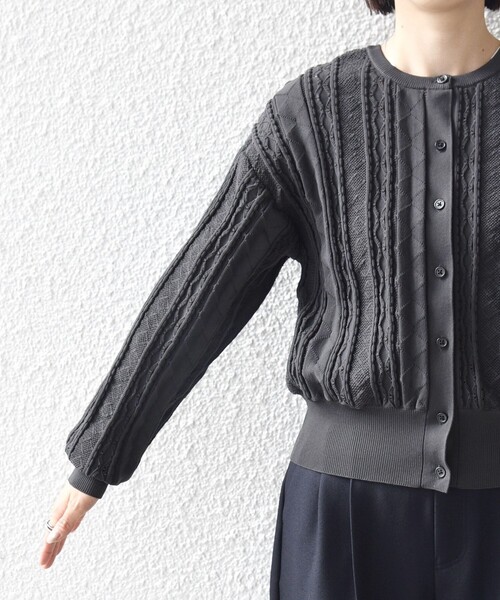 SHIPS（シップス）の「【WEB限定】〈手洗い可能〉レース 編み 2WAY カーディガン（カーディガン/ボレロ・レディース・グリーン/オフホワイト/チャコールグレー・ONE SIZE）」の19枚目の写真