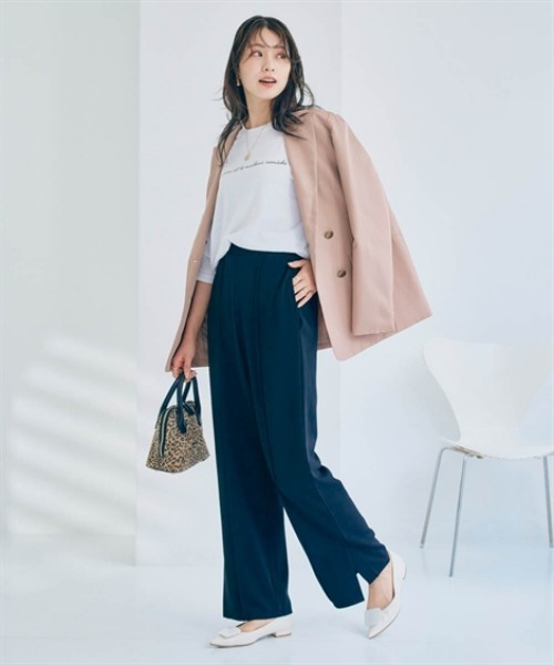 nissen(ニッセン)の「サイドスリットパンツ(その他パンツ・レディース・サンドベージュ/ブラック・S/M/L/LL)」の4枚目の写真