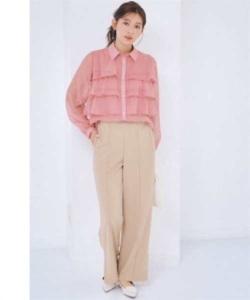 nissen(ニッセン)の「サイドスリットパンツ(その他パンツ・レディース・サンドベージュ/ブラック・S/M/L/LL)」の5枚目の写真