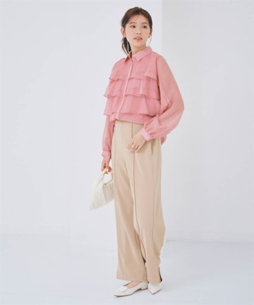 nissen(ニッセン)の「サイドスリットパンツ(その他パンツ・レディース・サンドベージュ/ブラック・S/M/L/LL)」の6枚目の写真