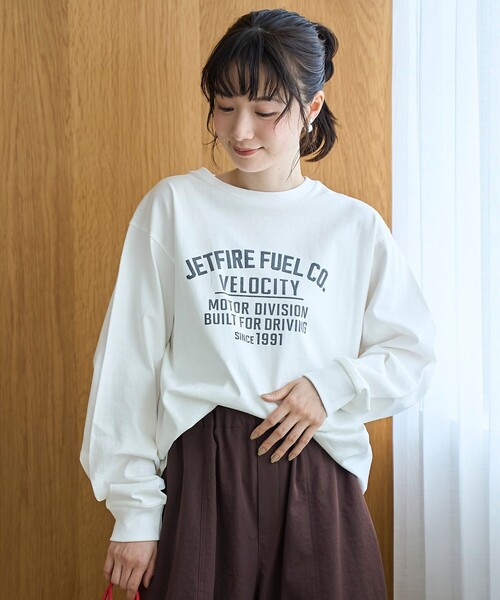 coen（コーエン）の「アソートロゴ プリントロンT（Tシャツ/カットソー・レディース・オフホワイト/ベージュ/ダークグレー・L/M）」の4枚目の写真