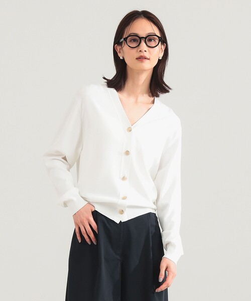 Demi-Luxe BEAMS（デミルクス ビームス）の「メタルボタン Vネック カーディガン（ニット/セーター・レディース・ブラウン系その他4/ホワイト・ONE SIZE）」の7枚目の写真