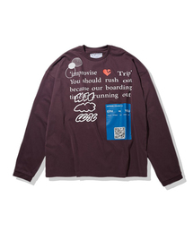 Express Holiday（エクスプレスホリデー）の「トラベルパスロングスリーブ_バーガンディ（Tシャツ/カットソー）」