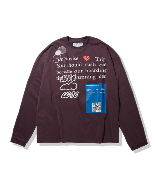 Express Holiday(エクスプレスホリデー)の「トラベルパスロングスリーブ_バーガンディ(Tシャツ/カットソー・レディース・その他・2/3)」の1枚目の写真