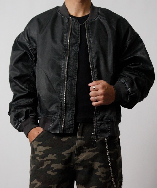 NYLAUS(ナイラス)の「【Nylaus】2026新作 ヴィンテージ ショート丈 MA-1ブルゾン フライトジャケット ミリタリージャケット ナイロンジャケット(MA-1・メンズ・グレー/ブラック・L/M)」の1枚目の写真