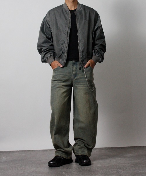 NYLAUS(ナイラス)の「【Nylaus】2026新作 ヴィンテージ ショート丈 MA-1ブルゾン フライトジャケット ミリタリージャケット ナイロンジャケット(MA-1・メンズ・グレー/ブラック・L/M)」の9枚目の写真