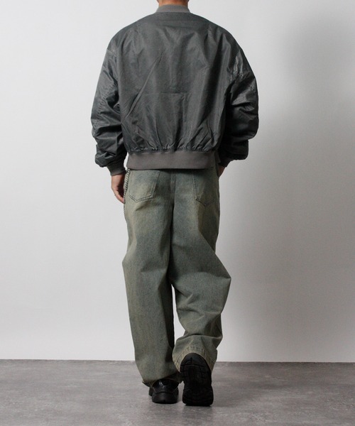NYLAUS(ナイラス)の「【Nylaus】2026新作 ヴィンテージ ショート丈 MA-1ブルゾン フライトジャケット ミリタリージャケット ナイロンジャケット(MA-1・メンズ・グレー/ブラック・L/M)」の10枚目の写真