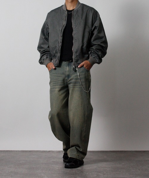 NYLAUS(ナイラス)の「【Nylaus】2026新作 ヴィンテージ ショート丈 MA-1ブルゾン フライトジャケット ミリタリージャケット ナイロンジャケット(MA-1・メンズ・グレー/ブラック・L/M)」の11枚目の写真