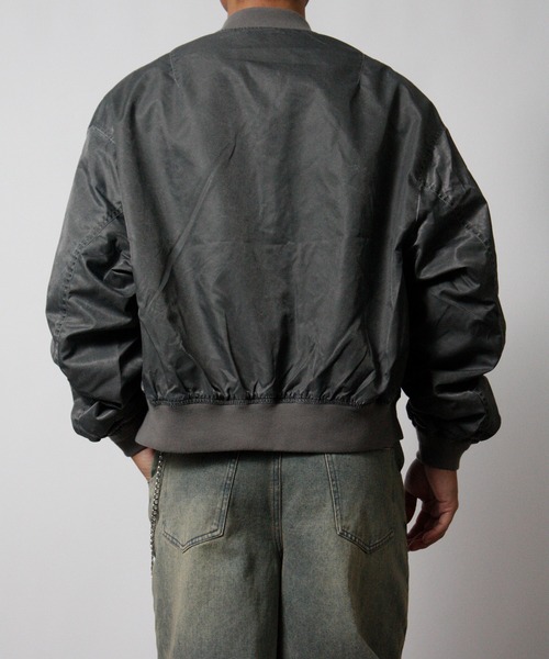 NYLAUS(ナイラス)の「【Nylaus】2026新作 ヴィンテージ ショート丈 MA-1ブルゾン フライトジャケット ミリタリージャケット ナイロンジャケット(MA-1・メンズ・グレー/ブラック・L/M)」の6枚目の写真