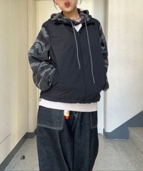 VENHIT(ベンヒット)の「MRT カモ ラグラン フードパーカー(パーカー・レディース・ライトグレー/ブラック/ベージュ/アイボリー・MEDIUM/LARGE/X-LARGE)」の21枚目の写真