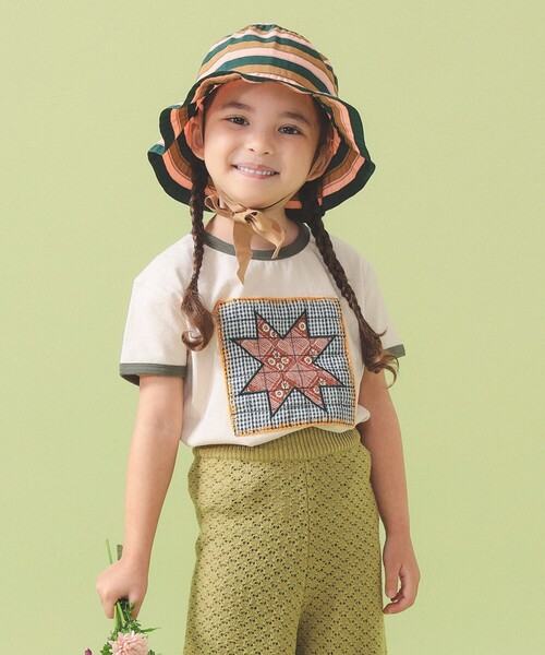 こども ビームス(コドモビームス)の「パッチワーク モチーフ Tシャツ 2026SS(90~140cm)(Tシャツ/カットソー・キッズ・ホワイト系その他5/ブラウン・90/100/110/120/130/140)」の1枚目の写真