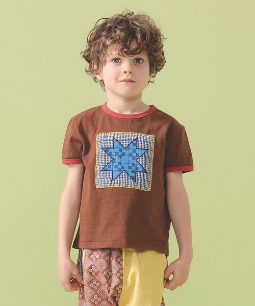 こども ビームス(コドモビームス)の「パッチワーク モチーフ Tシャツ 2026SS(90~140cm)(Tシャツ/カットソー・キッズ・ホワイト系その他5/ブラウン・90/100/110/120/130/140)」の6枚目の写真