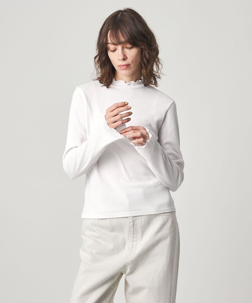 Steven Alan（スティーブンアラン）の「＜Steven Alan＞ドット リブ フリル プルオーバー（Tシャツ/カットソー・レディース・ライトピンク/ホワイト/ライトブルー・FREE）」の2枚目の写真