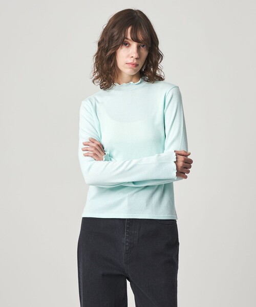 Steven Alan（スティーブンアラン）の「＜Steven Alan＞ドット リブ フリル プルオーバー（Tシャツ/カットソー・レディース・ライトピンク/ホワイト/ライトブルー・FREE）」の3枚目の写真