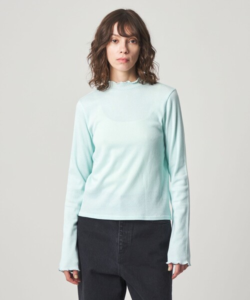 Steven Alan（スティーブンアラン）の「＜Steven Alan＞ドット リブ フリル プルオーバー（Tシャツ/カットソー・レディース・ライトピンク/ホワイト/ライトブルー・FREE）」の4枚目の写真