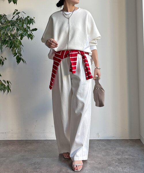 DouDou（ドゥドゥ）の「【WEB限定】異素材切替プルオーバー（Tシャツ/カットソー・レディース・ホワイト/ブラック・FREE）」の14枚目の写真