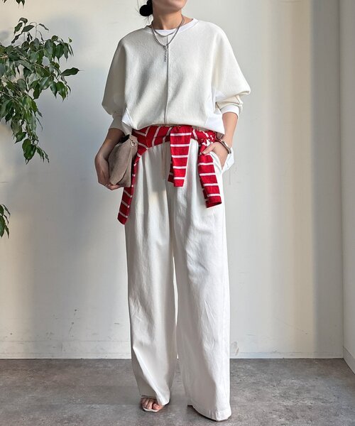 DouDou（ドゥドゥ）の「【WEB限定】異素材切替プルオーバー（Tシャツ/カットソー・レディース・ホワイト/ブラック・FREE）」の15枚目の写真