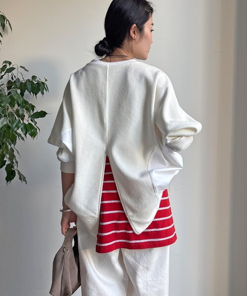 DouDou（ドゥドゥ）の「【WEB限定】異素材切替プルオーバー（Tシャツ/カットソー・レディース・ホワイト/ブラック・FREE）」の20枚目の写真