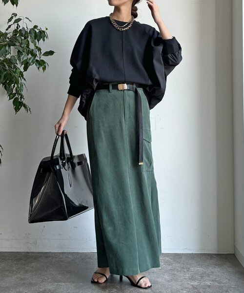 DouDou（ドゥドゥ）の「【WEB限定】異素材切替プルオーバー（Tシャツ/カットソー・レディース・ホワイト/ブラック・FREE）」の6枚目の写真