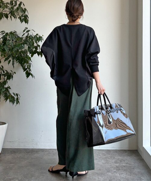 DouDou（ドゥドゥ）の「【WEB限定】異素材切替プルオーバー（Tシャツ/カットソー・レディース・ホワイト/ブラック・FREE）」の9枚目の写真