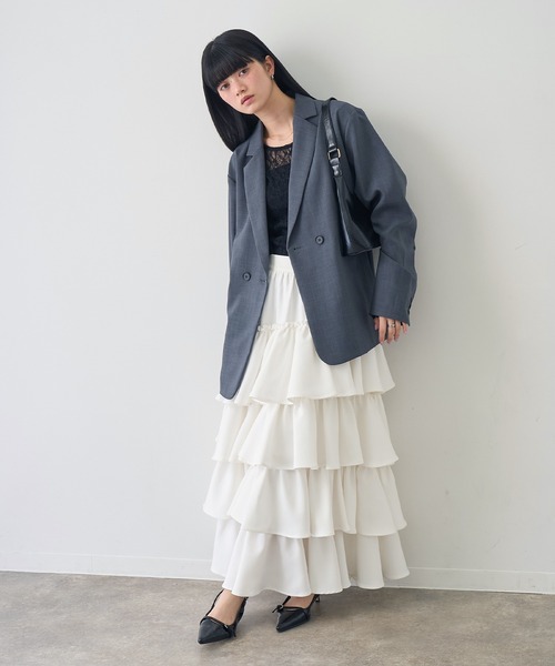 NOGLE(ノグル)の「【NOGLE/ノグル】ボリュームティアードフリルスカート(スカート・レディース・ホワイト/ブラック・FREE)」の9枚目の写真