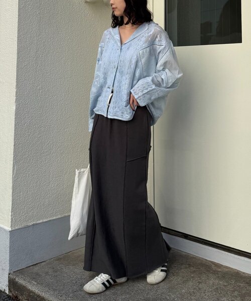 CIAOPANIC TYPY（チャオパニックティピー）の「カラー杢Ｉライン切替デザインスカート（スカート・レディース・イエロー/サックスブルー/チャコールグレー・MEDIUM/SMALL）」の9枚目の写真