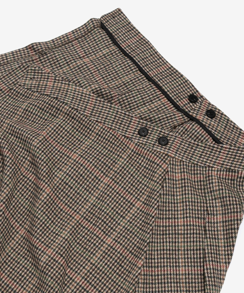 CARGOBROS FOR WOMAN(カーゴブロスフォーウィメン)の「ウールチェックプリーツラップミディスカート(ブラウン)(スカート・レディース・その他・FREE)」の6枚目の写真