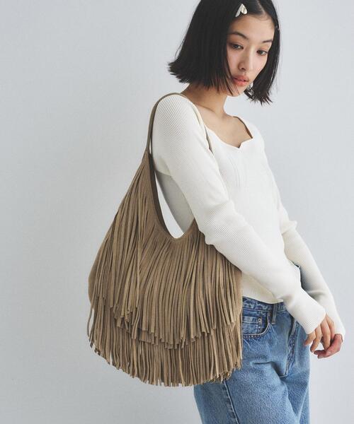 CODE A(コードエー)の「MOFIORA|LUNA LARGE fringe(トートバッグ・レディース・ダークブラウン・00)」の1枚目の写真