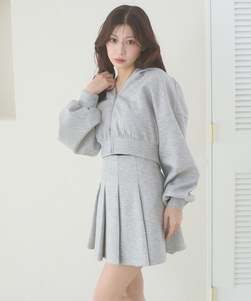 Ambre Neige(アンブルネージュ)の「rhinestone pleated mini skirt / ラインストーンプリーツミニスカート(スカート・レディース・杢グレー/ブラック・FREE)」の10枚目の写真