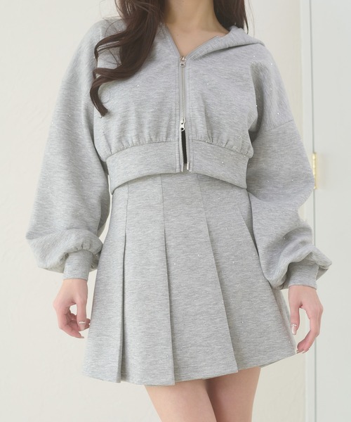 Ambre Neige(アンブルネージュ)の「rhinestone pleated mini skirt / ラインストーンプリーツミニスカート(スカート・レディース・杢グレー/ブラック・FREE)」の13枚目の写真