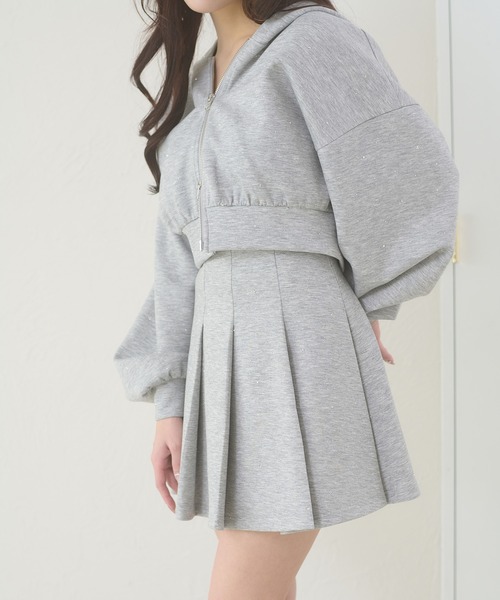 Ambre Neige(アンブルネージュ)の「rhinestone pleated mini skirt / ラインストーンプリーツミニスカート(スカート・レディース・杢グレー/ブラック・FREE)」の14枚目の写真