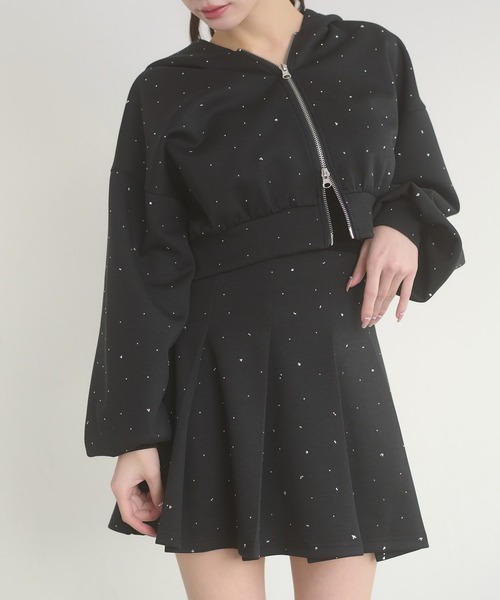 Ambre Neige(アンブルネージュ)の「rhinestone pleated mini skirt / ラインストーンプリーツミニスカート(スカート・レディース・杢グレー/ブラック・FREE)」の17枚目の写真
