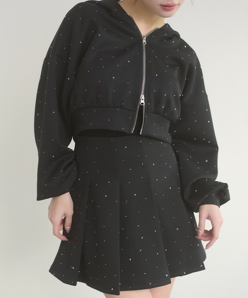 Ambre Neige(アンブルネージュ)の「rhinestone pleated mini skirt / ラインストーンプリーツミニスカート(スカート・レディース・杢グレー/ブラック・FREE)」の19枚目の写真